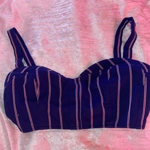 Navy Blue Bralette with Red and White Stripes